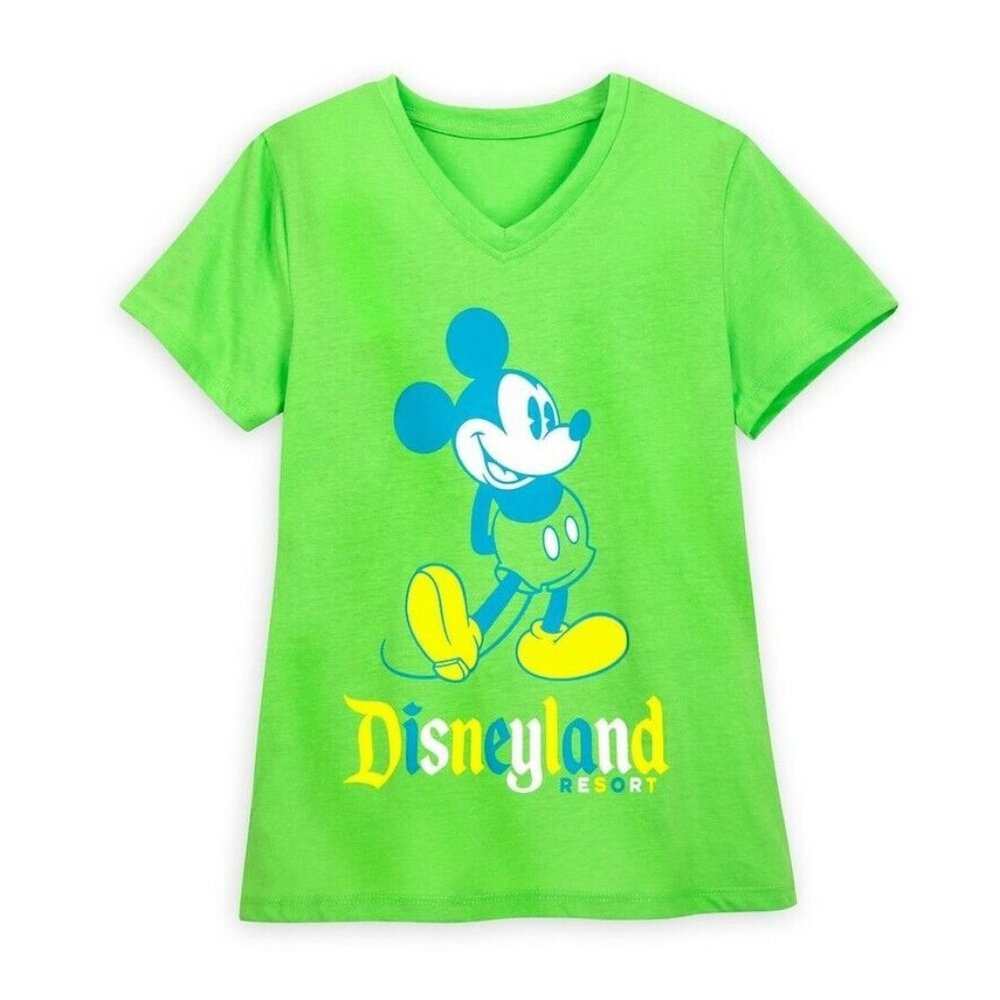 Mickey Mouse Disneyland Resort Neon Green Womens Classic Shirt - T Shirt Tee